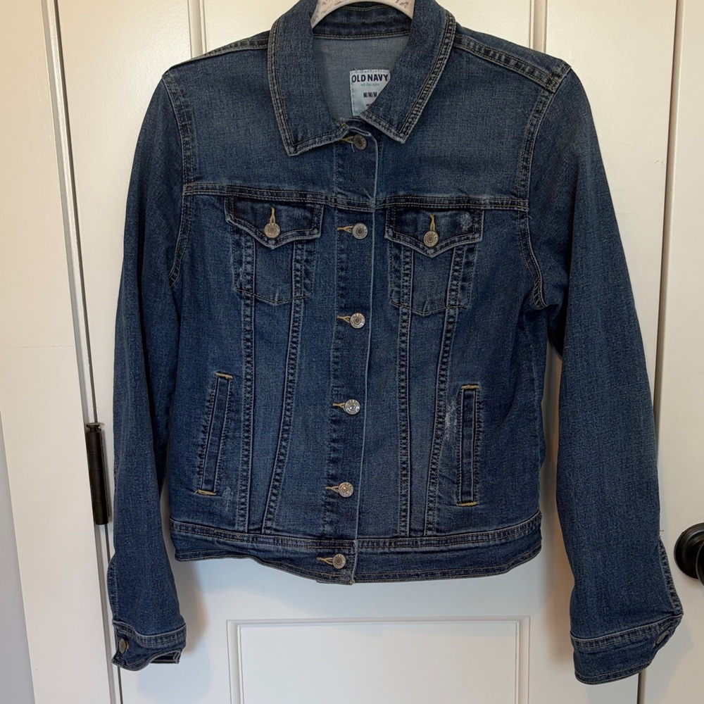 Old Navy Women's Classic Jean Jacket - Dark Blue Size Med